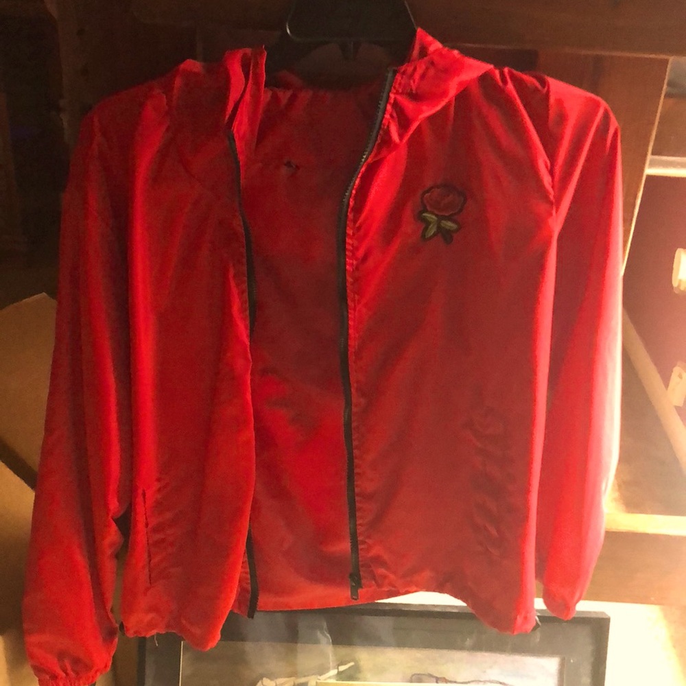 Rose embroidered Windbreaker